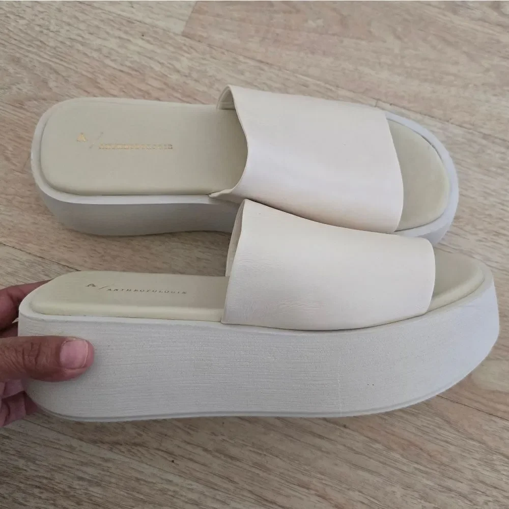 New Anthropologie Platform Slide Sandals Size 9/9.5